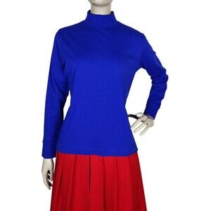 Lands End Mock Neck Long Sleeve Royal Blue Pullover Shirt Women's Size Small 6/8